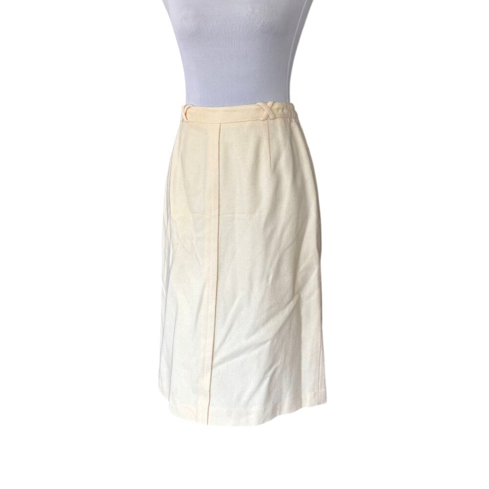 Haberdashery Col by Pesonal Petites vintage Ivory Off White wool‎ skirt sz 10P